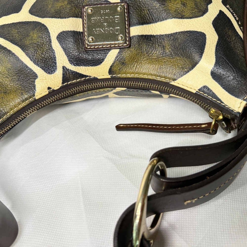Dooney & Bourke Brown and Cream Giraffe-Print Leather Shoulder Bag - Picture 5 of 15